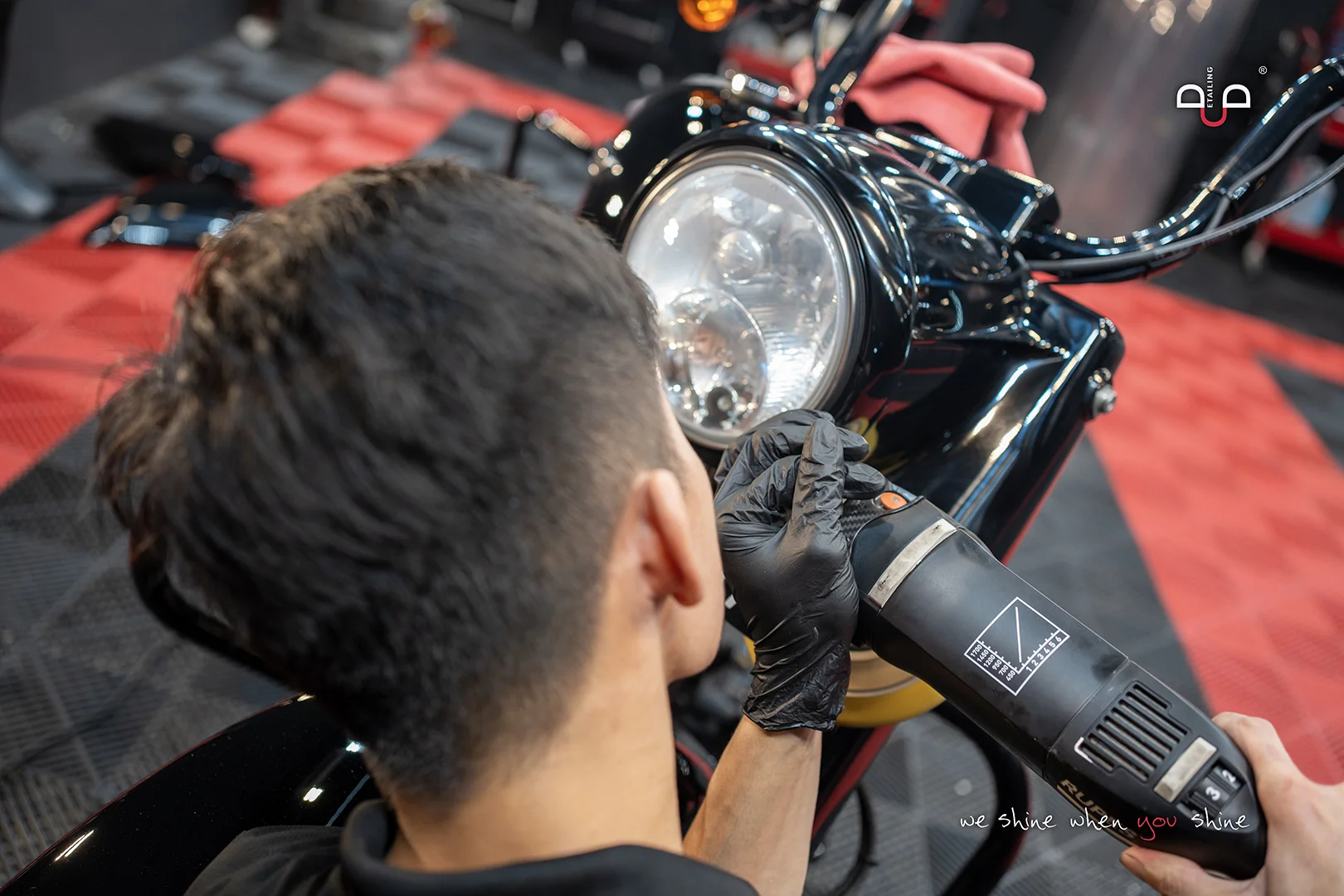 Multi-Stage Paint Correction in-process - BikeCoat G Treatment - Bike Detailing Singapore Paint Correction